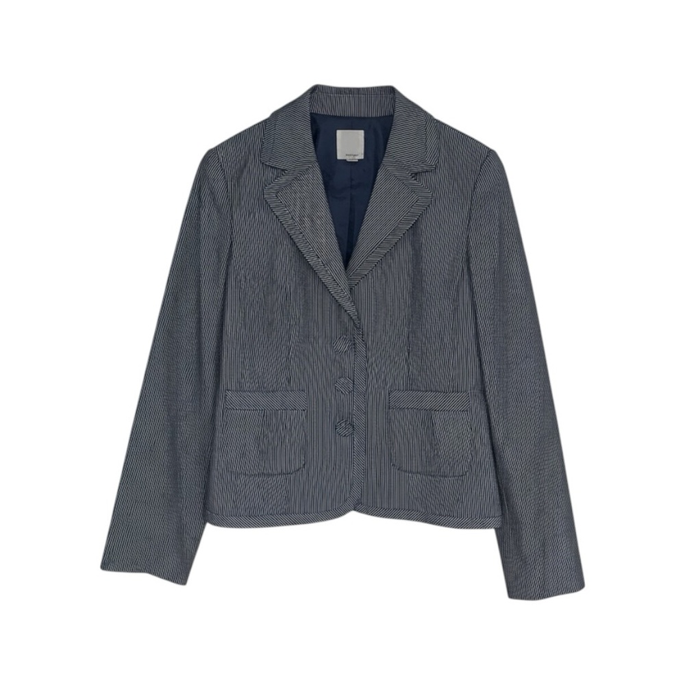 Halogen Blazer Jacket Women’s Large‎ Blue White Pinstripe